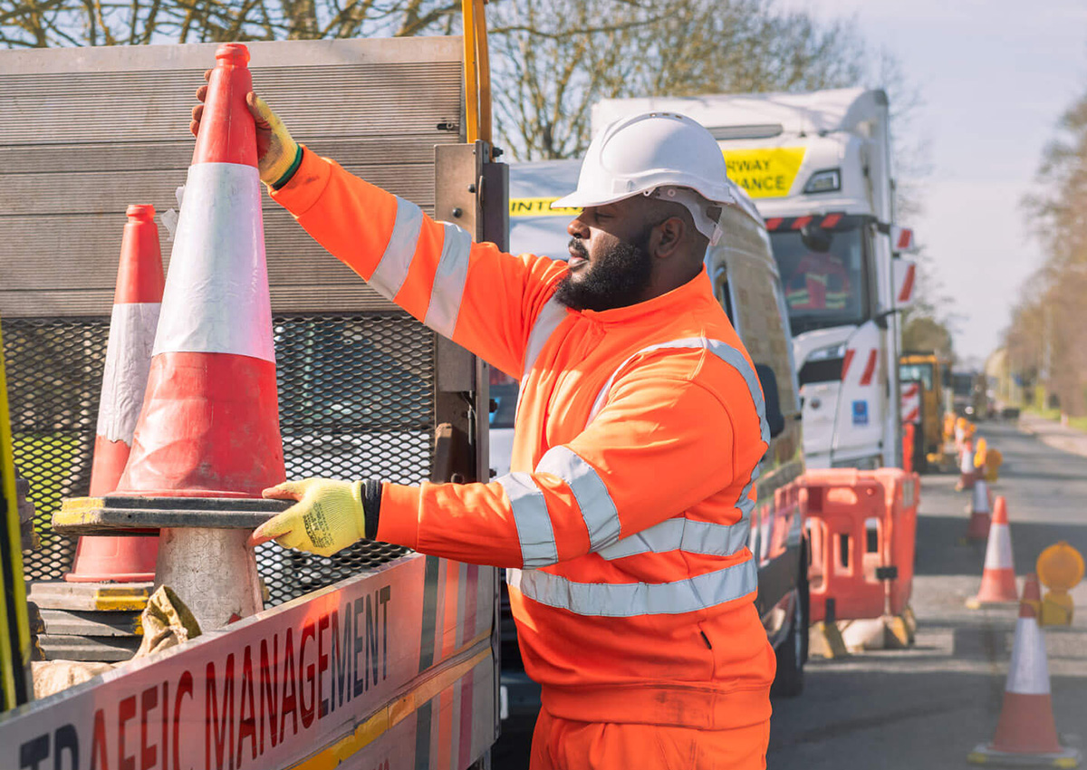 Carlos working on a traffic management scheme for TMO Highways in Suffolk